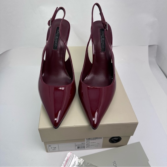 Tony Bianco Asti Sling Back in Bordeaux Patent shiny red leather high heel - Picture 4 of 8